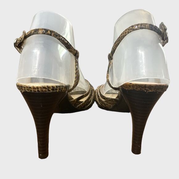 Etienne Aigner Snake Ankle Strap heel Peep Toe Size 8.5 - Picture 8 of 13